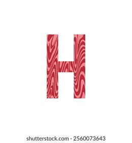 Letter H from fresh raw meat with marble. Vector latin meat alphabet.  Red tenderloin beef meat font for restaurants, butcher shop, farmers market.