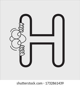 
Letter H Funny letter in hand drawn vector format