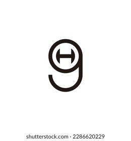 Letter H in g, circle geometric symbol simple logo vector