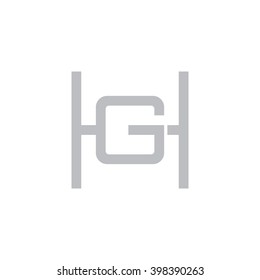 letter H and G monogram square shape logo gray