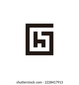 Buchstabe h auf dem G-Quadrat, einzigartiges geometrisches Symbol, einfaches Logo, Vektorgrafik