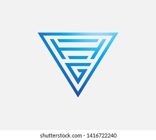 LETTER H LETTER G TRIANGLE LOGO BUSINESS COMPANY VECTOR ICON
