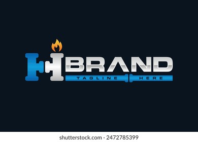 letter H gas pipe logo