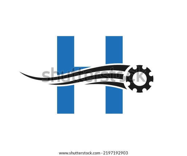 Letter H Gear Cogwheel Logo. Automotive\
Industrial Icon, Gear Logo, Car Repair\
Symbol