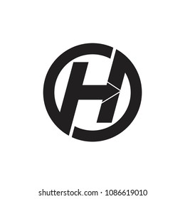 letter h geometric circle arrow design logo