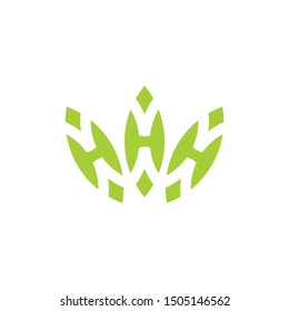 letter h geometric leaf green color design logo vector