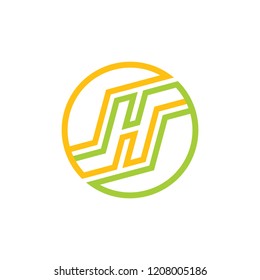 letter h geometric lines circle logo 