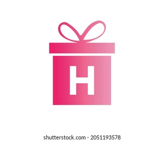Letter H Geschenkbox Shape Logo. Farbige Vorlage für das Geschenk-Logo auf H-Brief. Geschenkbox-Paket-Store, Shop-Symbol-Design