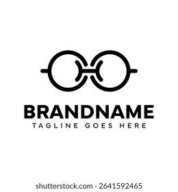 Letter H Glasses Logo, symbolizing intelligence, vision, and smart design