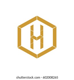 letter H gold color logo vector