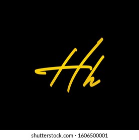 Letter H Gold Cursive Alphabet Handwritten Signature Calligraphy
