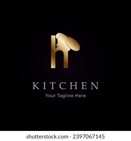 Vector de plantilla de logotipo de la cocina de oro de la letra H 