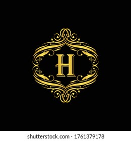 Letter H Golden Flower Ornament Vector Stock Vector (Royalty Free ...