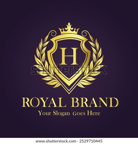 Letter H golden logo vector illustration.