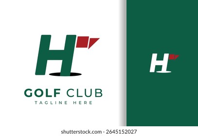 LETRA H LOGOTIPO DE LA BANDERA DE GOLF