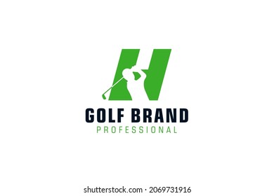 Letter H for Golf logo design vector template, Vector label of golf, Logo of golf championship, illustration, Creative icon, design