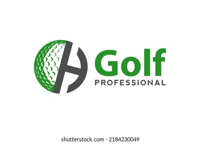 Letra H para el diseño del logotipo de golf plantilla vectorial, etiqueta vectorial del golf, logotipo del campeonato de golf, ilustración, icono creativo, diseño