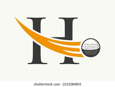Letter H Golf Logo Design Template. Hockey Sport Academy Sign, Club Symbol