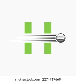 Letter H Golf Logo Design. Initial Hockey Sport Academy Sign, Club Symbol