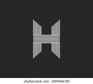 Letter H graceful logo design template. Line vector illustration. Premium elegant mark and icon. White interwoven stripes on a background. The dynamic design of lines for your corporate identity.