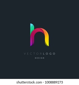 Letter H gradient 3d logo vector, multi colour letter icon template.
