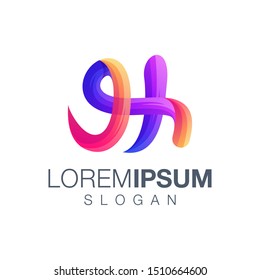 letter H gradient color logo design