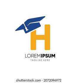 Letter H Graduation Hat Education Logo Design Vector Icon Graphic Emblem Illustration