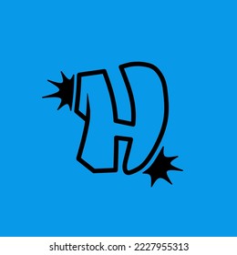 Letter "H" grafitti with blue background for t-shirt and hoodie