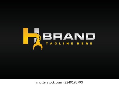 letter H grapple construction logo
