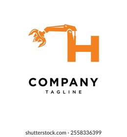 Letter H Grapple Excavator Logo Icon Vector