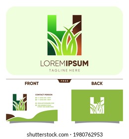 Letter H Grass Logo Design Vector Icon Graphic Illustration