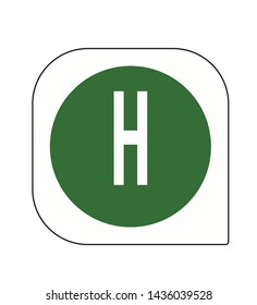 
letter h with a green background