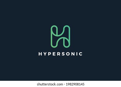 Letter H green color line art creative corporate logo