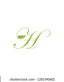 Letter H With Green Leaf Logo Icon 001