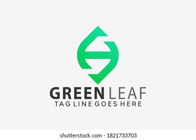 Letter H Green Leaf Logo Design Vector Illustration