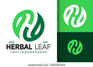 Buchstabe H Green Leaf Logo, Vektorsymbol