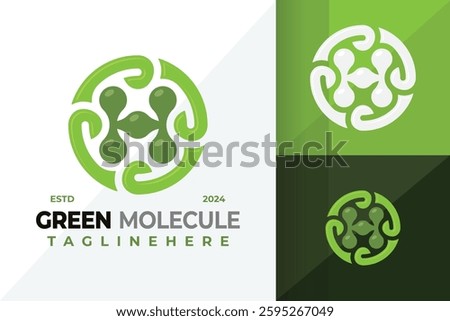 Letter H Green Molecule Symbol Logo Icon Vector Design Illustration