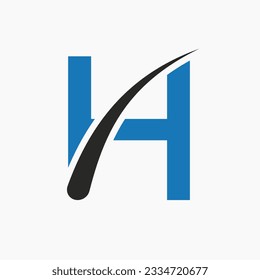 Letter H Hair Treatment Logo Vector Template. Hair Care Symbol