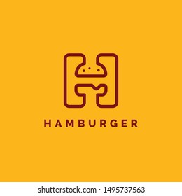 Letter H + Hamburger Logo Icon Vector