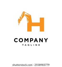 Letter H Hammer Excavator Logo Icon Vector