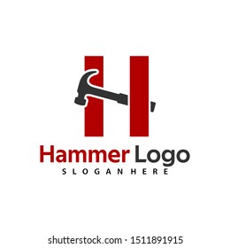 Letter H Hammer Logo Vector for construction, maintenance, property, home repairing business company.