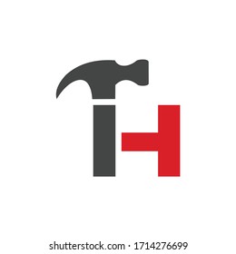 Letter H Hammer Logo  Vector Illustration Isolated