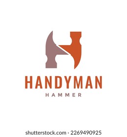 letter H for hammer modern repair service handyman logo design vector icon illustration