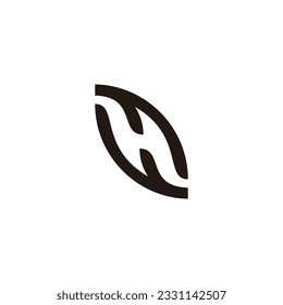 Letra H mano, símbolo geométrico redondo simple vector logo