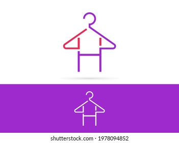 Letter H hanger logo design. Vector combination of hook and letter