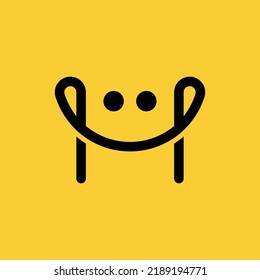 letter H happy smile vector logo design