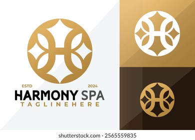 Letter H Harmony Spa Luxury Logo Icon Vector Design Illustration