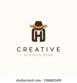 Letter H Hat Cowboy Creative Abstract Business Logo