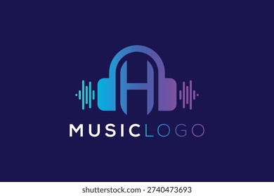 Letter H Headphone Logo Design for Music and Audio Technology Branding