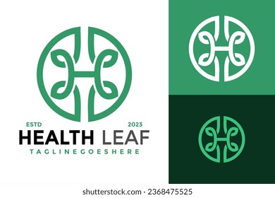 Letter H Health Leaf Logo design vector symbol icon illustration